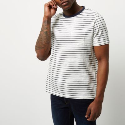 White stripe regular fit T-shirt